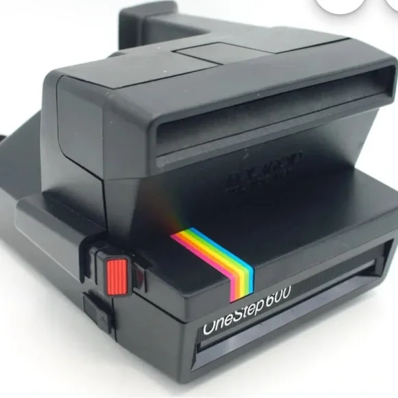 Polaroid OneStep 600 Black Instant Camera with Rainbow Stripe